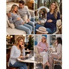 image:imageEkouaer Womens 3 Pack Maternity Shirts Long Sleeve V Neck with Split Side Pregnancy Tops Casual Basic Clothes S2XLBlackWhiteKhaki