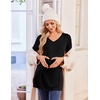 image:imageEkouaer Womens 3 Pack Maternity Shirts Long Sleeve V Neck with Split Side Pregnancy Tops Casual Basic Clothes S2XLBlackWhiteKhaki