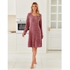 image:imageEkouaer Womens Long Sleeve Nightgown Crewneck Sleepshirt Soft Sleep Dress  This Sleepwear Features Super Soft Skinfriendly Knit Fabric Pajama for Sleeping or Lounging Excellent Value for the PriceWine Red