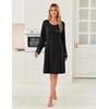 image:imageEkouaer Womens Long Sleeve Nightgown Crewneck Sleepshirt Soft Sleep Dress  This Sleepwear Features Super Soft Skinfriendly Knit Fabric Pajama for Sleeping or Lounging Excellent Value for the PriceBlack