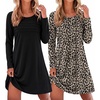 image:imageEkouaer 2 Pack Long Sleeve Nightgown for Women Crew Neck Sleepshirts S3XL  Excellent Value for the Price Features Many Cute Prints Soft Comfortable Fabric Long Sleeve O Neck Nightgown for SleepingBlackLeopard