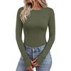 image:imageEkouaer Long Sleeve Shirts for Women Crew Neck Undershirt with Thumb HolesArmy Green