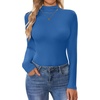image:imageEkouaer Turtleneck Shirt Women Long Sleeve Mock Neck Slim Fit Tops Thermal Base Layer Soft Lightweight Stretch UndershirtsBright Blue