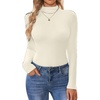 image:imageEkouaer Turtleneck Shirt Women Long Sleeve Mock Neck Slim Fit Tops Thermal Base Layer Soft Lightweight Stretch UndershirtsCreamy White