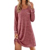 image:imageEkouaer Womens Long Sleeve Nightgown Crewneck Sleepshirt Soft Sleep Dress  This Sleepwear Features Super Soft Skinfriendly Knit Fabric Pajama for Sleeping or Lounging Excellent Value for the PriceWine Red