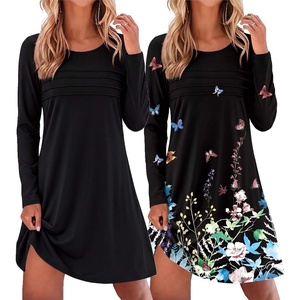 image:imageEkouaer 2 Pack Long Sleeve Nightgown for Women Crew Neck Sleepshirts S3XL  Excellent Value for the Price Features Many Cute Prints Soft Comfortable Fabric Long Sleeve O Neck Nightgown for SleepingBlackBlack Butterfly