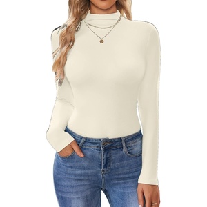 image:imageEkouaer Turtleneck Shirt Women Long Sleeve Mock Neck Slim Fit Tops Thermal Base Layer Soft Lightweight Stretch UndershirtsCreamy White