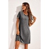 image:imageEkouaer Womens Nightgown Short Sleeve Sleepshirt Rib Knit Soft Sleepwear Pajama DressBlack