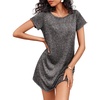 image:imageEkouaer Womens Nightgown Short Sleeve Sleepshirt Rib Knit Soft Sleepwear Pajama DressBlack