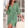 image:imageEkouaer Robes for Women Lightweight Waffle Knit Short Bath Robe Knee Length Ruffle Ladies LoungewearMint Green