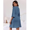 image:imageEkouaer Robes for Women Lightweight Waffle Knit Short Bath Robe Knee Length Ruffle Ladies LoungewearNavy