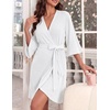 image:imageEkouaer Robes for Women Lightweight Waffle Knit Short Bath Robe Knee Length Ruffle Ladies LoungewearWhite