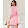 image:imageEkouaer Robes for Women Short Knit Bathrobe Lightweight Sexy Lace Sleepwear Soft Knee Length LoungewearLight Pink