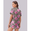 image:imageEkouaer Womens Silk Satin Pajama Set Print Short Sleeve Sleepwear Button Down Pjs Shorts Set LoungewearLeopard Flower