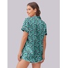 image:imageEkouaer Womens Silk Satin Pajama Set Print Short Sleeve Sleepwear Button Down Pjs Shorts Set LoungewearLeopard Green