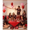 image:imageEkouaer Womens Silk Satin Pajama Set Print Short Sleeve Sleepwear Button Down Pjs Shorts Set LoungewearRed Heart