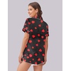 image:imageEkouaer Womens Silk Satin Pajama Set Print Short Sleeve Sleepwear Button Down Pjs Shorts Set LoungewearRed Heart