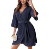 image:imageEkouaer Robes for Women Lightweight Waffle Knit Short Bath Robe Knee Length Ruffle Ladies LoungewearDark Blue