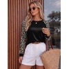image:imageEkoauer Womens Long Sleeve Shirts Raglan Sleeve Thermal Tops Fall Clothes  Casual Color Block Shirt Crew Neck Basic TShirts Work Dressy Tunic Blouse Going Out Tops Fall Teacher Fashion OutfitsAleopard Black
