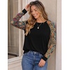 image:imageEkoauer Womens Long Sleeve Shirts Raglan Sleeve Thermal Tops Fall Clothes  Casual Color Block Shirt Crew Neck Basic TShirts Work Dressy Tunic Blouse Going Out Tops Fall Teacher Fashion OutfitsBoho Black