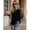 image:imageEkoauer Womens Long Sleeve Shirts Raglan Sleeve Thermal Tops Fall Clothes  Casual Color Block Shirt Crew Neck Basic TShirts Work Dressy Tunic Blouse Going Out Tops Fall Teacher Fashion OutfitsAleopard Black