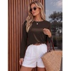 image:imageEkoauer Womens Long Sleeve Shirts Raglan Sleeve Thermal Tops Fall Clothes  Casual Color Block Shirt Crew Neck Basic TShirts Work Dressy Tunic Blouse Going Out Tops Fall Teacher Fashion OutfitsBrown