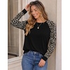 image:imageEkoauer Womens Long Sleeve Shirts Raglan Sleeve Thermal Tops Fall Clothes  Casual Color Block Shirt Crew Neck Basic TShirts Work Dressy Tunic Blouse Going Out Tops Fall Teacher Fashion OutfitsAleopard Black