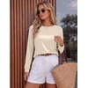 image:imageEkoauer Womens Long Sleeve Shirts Raglan Sleeve Thermal Tops Fall Clothes  Casual Color Block Shirt Crew Neck Basic TShirts Work Dressy Tunic Blouse Going Out Tops Fall Teacher Fashion OutfitsBeige