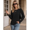 image:imageEkoauer Womens Long Sleeve Shirts Raglan Sleeve Thermal Tops Fall Clothes  Casual Color Block Shirt Crew Neck Basic TShirts Work Dressy Tunic Blouse Going Out Tops Fall Teacher Fashion OutfitsBlack