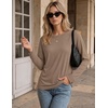image:imageEkoauer Womens Long Sleeve Shirts Raglan Sleeve Thermal Tops Fall Clothes  Casual Color Block Shirt Crew Neck Basic TShirts Work Dressy Tunic Blouse Going Out Tops Fall Teacher Fashion OutfitsTaupe