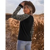 image:imageEkoauer Womens Long Sleeve Shirts Raglan Sleeve Thermal Tops Fall Clothes  Casual Color Block Shirt Crew Neck Basic TShirts Work Dressy Tunic Blouse Going Out Tops Fall Teacher Fashion OutfitsAleopard Black