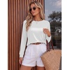 image:imageEkoauer Womens Long Sleeve Shirts Raglan Sleeve Thermal Tops Fall Clothes  Casual Color Block Shirt Crew Neck Basic TShirts Work Dressy Tunic Blouse Going Out Tops Fall Teacher Fashion OutfitsWhite