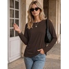 image:imageEkoauer Womens Long Sleeve Shirts Raglan Sleeve Thermal Tops Fall Clothes  Casual Color Block Shirt Crew Neck Basic TShirts Work Dressy Tunic Blouse Going Out Tops Fall Teacher Fashion OutfitsBrown