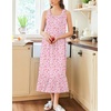 image:imageEkouaer 2 Pack Nightgowns for Women Sleeveless Long Night Gowns Victorian Nightdress with Pockets Soft Ladies GownFloral PinkFloral Blue