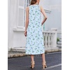 image:imageEkouaer 2 Pack Nightgowns for Women Sleeveless Long Night Gowns Victorian Nightdress with Pockets Soft Ladies GownFloral PinkFloral Blue