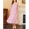 image:imageEkouaer 2 Pack Nightgowns for Women Sleeveless Long Night Gowns Victorian Nightdress with Pockets Soft Ladies GownFloral PinkFloral Blue