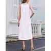 image:imageEkouaer 2 Pack Nightgowns for Women Sleeveless Long Night Gowns Victorian Nightdress with Pockets Soft Ladies GownFloral PurpleFloral White