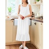 image:imageEkouaer 2 Pack Nightgowns for Women Sleeveless Long Night Gowns Victorian Nightdress with Pockets Soft Ladies GownWhiteDog Footprints