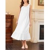image:imageEkouaer 2 Pack Nightgowns for Women Sleeveless Long Night Gowns Victorian Nightdress with Pockets Soft Ladies GownWhiteFloral Pink
