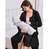 image:imageEkouaer Labor and Delivery Gown and Robe Set for Hospital Nursing Nightgown  Open Back Maternity Nursing Dress Breastfeeding Postpartum Clothes Button Closures Csection Labor GownsBlack