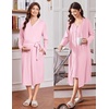 image:imageEkouaer Labor and Delivery Gown and Robe Set for Hospital Nursing Nightgown  Open Back Maternity Nursing Dress Breastfeeding Postpartum Clothes Button Closures Csection Labor GownsPink