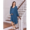 image:imageEkouaer Labor and Delivery Gown and Robe Set for Hospital Nursing Nightgown  Open Back Maternity Nursing Dress Breastfeeding Postpartum Clothes Button Closures Csection Labor GownsBlue