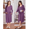 image:imageEkouaer Labor and Delivery Gown and Robe Set for Hospital Nursing Nightgown  Open Back Maternity Nursing Dress Breastfeeding Postpartum Clothes Button Closures Csection Labor GownsPurple Red