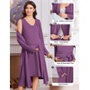 image:imageEkouaer Labor and Delivery Gown and Robe Set for Hospital Nursing Nightgown  Open Back Maternity Nursing Dress Breastfeeding Postpartum Clothes Button Closures Csection Labor GownsPurple Red