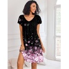 image:imageEkouaer Nightgowns for Women Short Sleeve Sleep Shirts Pleated Night Dress V Neck Night Shirts Soft House DressCherry Blossoms