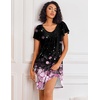 image:imageEkouaer Nightgowns for Women Short Sleeve Sleep Shirts Pleated Night Dress V Neck Night Shirts Soft House DressCherry Blossoms