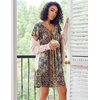 image:imageEkouaer Nightgowns for Women Short Sleeve Sleep Shirts Pleated Night Dress V Neck Night Shirts Soft House DressEthnic Floral