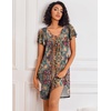 image:imageEkouaer Nightgowns for Women Short Sleeve Sleep Shirts Pleated Night Dress V Neck Night Shirts Soft House DressEthnic Floral