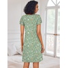 image:imageEkouaer Nightgowns for Women Short Sleeve Sleep Shirts Pleated Night Dress V Neck Night Shirts Soft House DressGreen Leaves