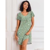 image:imageEkouaer Nightgowns for Women Short Sleeve Sleep Shirts Pleated Night Dress V Neck Night Shirts Soft House DressGreen Leaves
